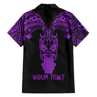 Personalised New Zealand Te Reo Maori Family Matching Long Sleeve Bodycon Dress and Hawaiian Shirt Kia Kaha Maori Language Week Purple Style LT9 - Polynesian Pride