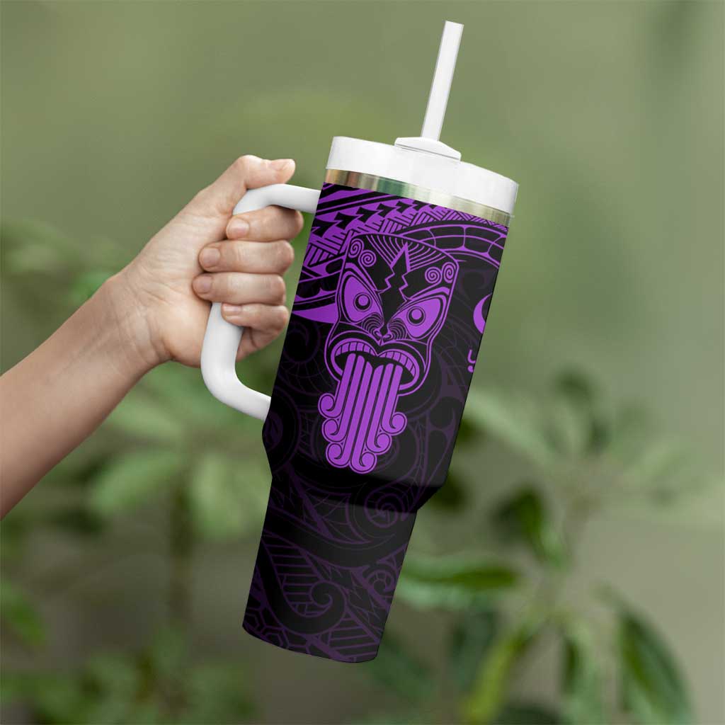 Personalised New Zealand Te Reo Maori Tumbler With Handle Kia Kaha Maori Language Week Purple Style LT9 - Polynesian Pride