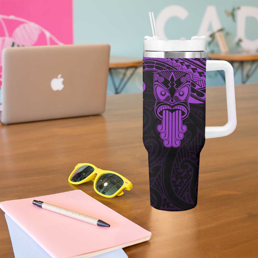 Personalised New Zealand Te Reo Maori Tumbler With Handle Kia Kaha Maori Language Week Purple Style LT9 - Polynesian Pride
