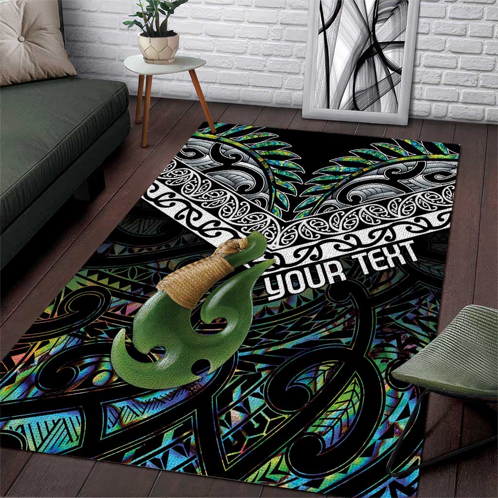 Personalised Maori Manaia Area Rug New Zealand Tribal Hei Matau Papua Shell LT9 Green - Polynesian Pride