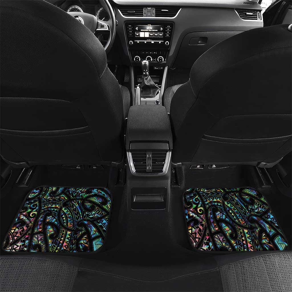 Personalised Maori Manaia Car Mats New Zealand Tribal Hei Matau Papua Shell LT9 Set 2pcs - Back Green - Polynesian Pride
