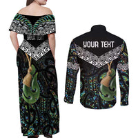 Personalised Maori Manaia Couples Matching Off Shoulder Maxi Dress and Long Sleeve Button Shirt New Zealand Tribal Hei Matau Papua Shell LT9 - Polynesian Pride