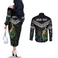 Personalised Maori Manaia Couples Matching Off The Shoulder Long Sleeve Dress and Long Sleeve Button Shirt New Zealand Tribal Hei Matau Papua Shell LT9 - Polynesian Pride
