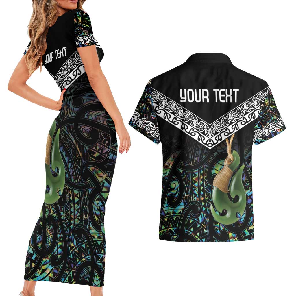 Personalised Maori Manaia Couples Matching Short Sleeve Bodycon Dress and Hawaiian Shirt New Zealand Tribal Hei Matau Papua Shell LT9 - Polynesian Pride