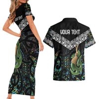 Personalised Maori Manaia Couples Matching Short Sleeve Bodycon Dress and Hawaiian Shirt New Zealand Tribal Hei Matau Papua Shell LT9 - Polynesian Pride