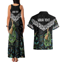 Personalised Maori Manaia Couples Matching Tank Maxi Dress and Hawaiian Shirt New Zealand Tribal Hei Matau Papua Shell LT9 - Polynesian Pride