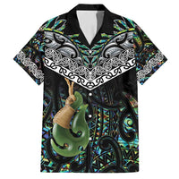 Personalised Maori Manaia Family Matching Summer Maxi Dress and Hawaiian Shirt New Zealand Tribal Hei Matau Papua Shell LT9 Dad's Shirt - Short Sleeve Green - Polynesian Pride