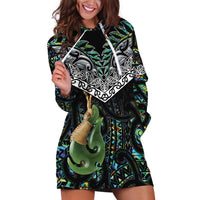 Personalised Maori Manaia Hoodie Dress New Zealand Tribal Hei Matau Papua Shell LT9 Green - Polynesian Pride