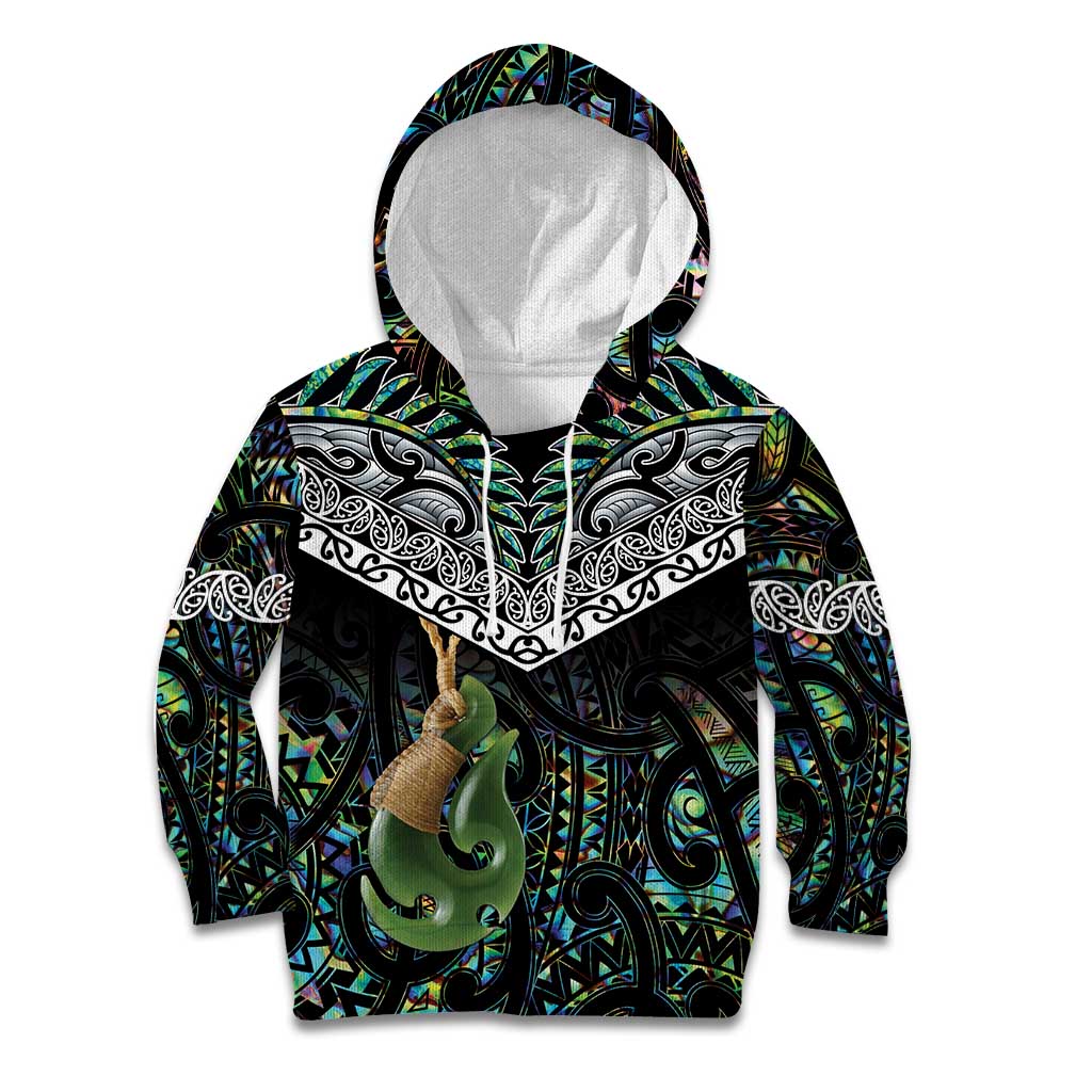 Personalised Maori Manaia Kid Hoodie New Zealand Tribal Hei Matau Papua Shell LT9 Hoodie Green - Polynesian Pride