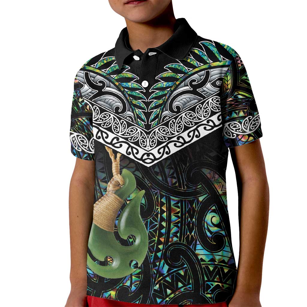 Personalised Maori Manaia Kid Polo Shirt New Zealand Tribal Hei Matau Papua Shell LT9 Kid Green - Polynesian Pride