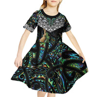 Personalised Maori Manaia Kid Short Sleeve Dress New Zealand Tribal Hei Matau Papua Shell LT9 - Polynesian Pride