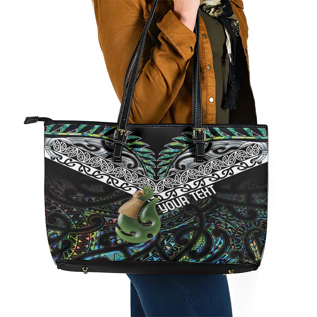 Personalised Maori Manaia Leather Tote Bag New Zealand Tribal Hei Matau Papua Shell LT9 - Polynesian Pride