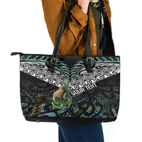 Personalised Maori Manaia Leather Tote Bag New Zealand Tribal Hei Matau Papua Shell LT9 - Polynesian Pride