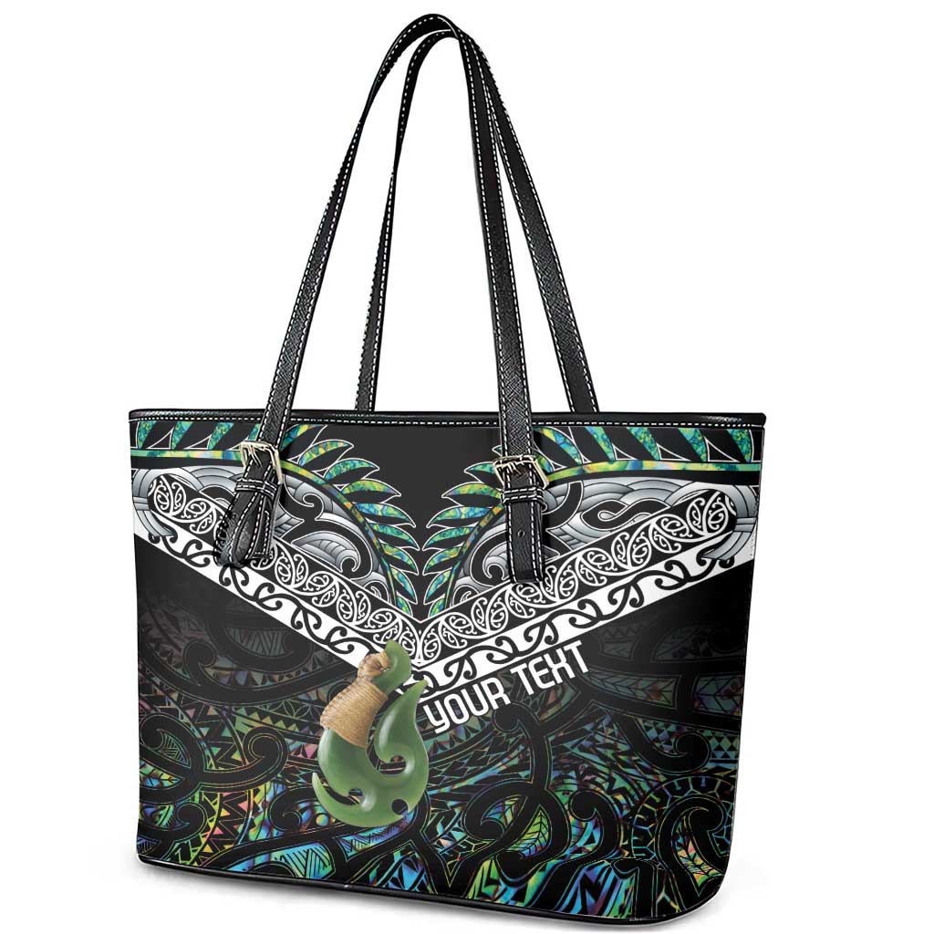 Personalised Maori Manaia Leather Tote Bag New Zealand Tribal Hei Matau Papua Shell LT9 - Polynesian Pride