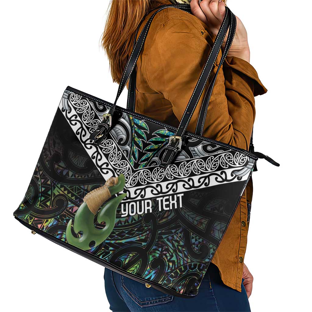 Personalised Maori Manaia Leather Tote Bag New Zealand Tribal Hei Matau Papua Shell LT9 - Polynesian Pride