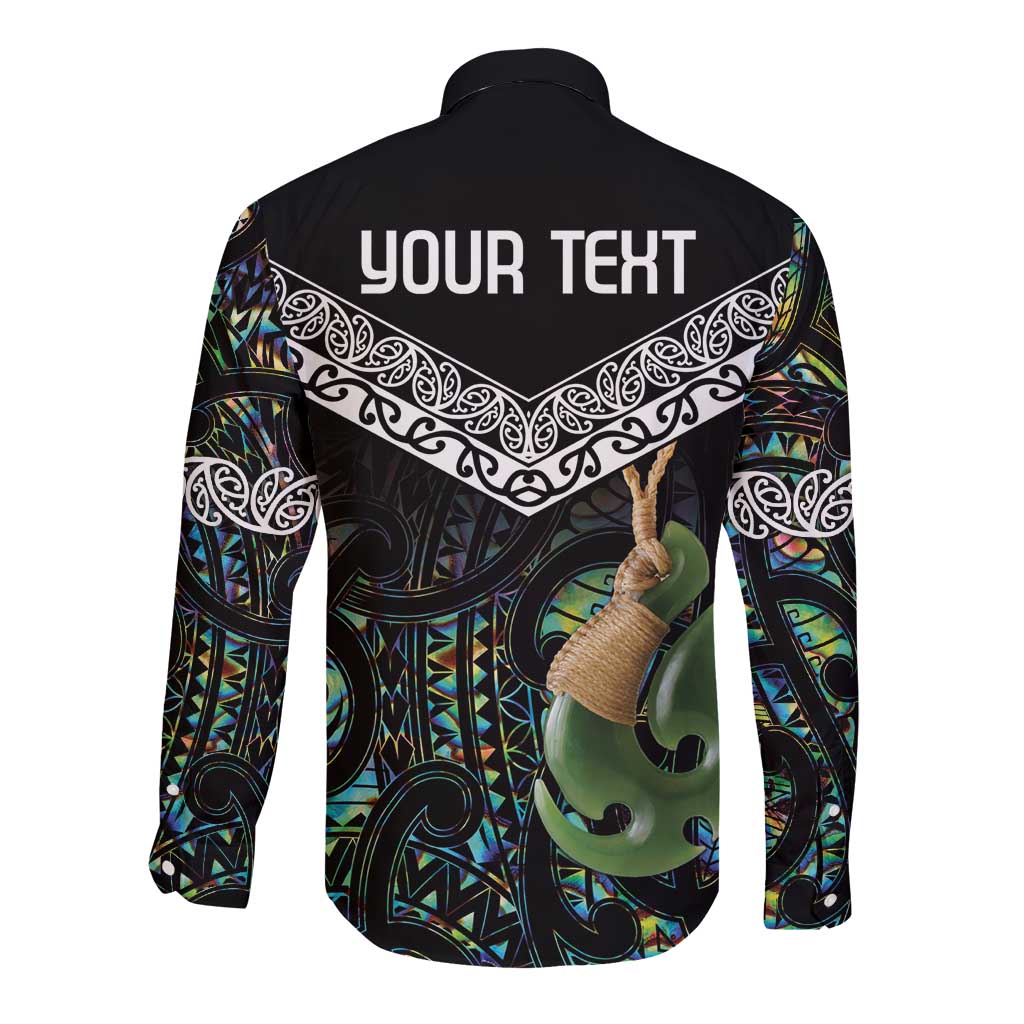 Personalised Maori Manaia Long Sleeve Button Shirt New Zealand Tribal Hei Matau Papua Shell LT9 - Polynesian Pride