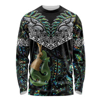 Personalised Maori Manaia Long Sleeve Shirt New Zealand Tribal Hei Matau Papua Shell LT9 Unisex Green - Polynesian Pride