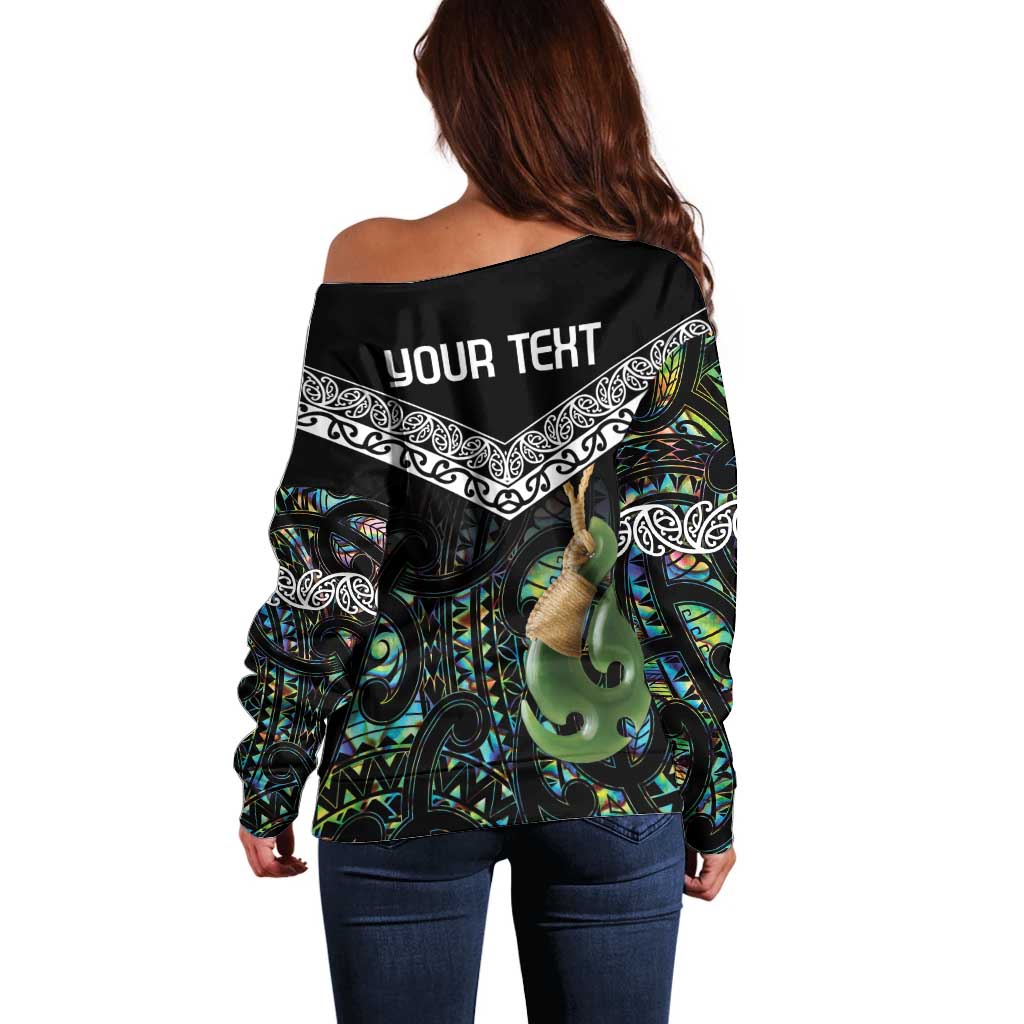 Personalised Maori Manaia Off Shoulder Sweater New Zealand Tribal Hei Matau Papua Shell LT9 - Polynesian Pride