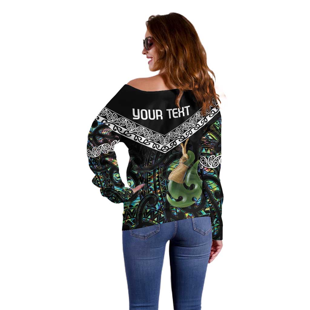 Personalised Maori Manaia Off Shoulder Sweater New Zealand Tribal Hei Matau Papua Shell LT9 - Polynesian Pride