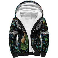 Personalised Maori Manaia Sherpa Hoodie New Zealand Tribal Hei Matau Papua Shell LT9 Unisex Green - Polynesian Pride
