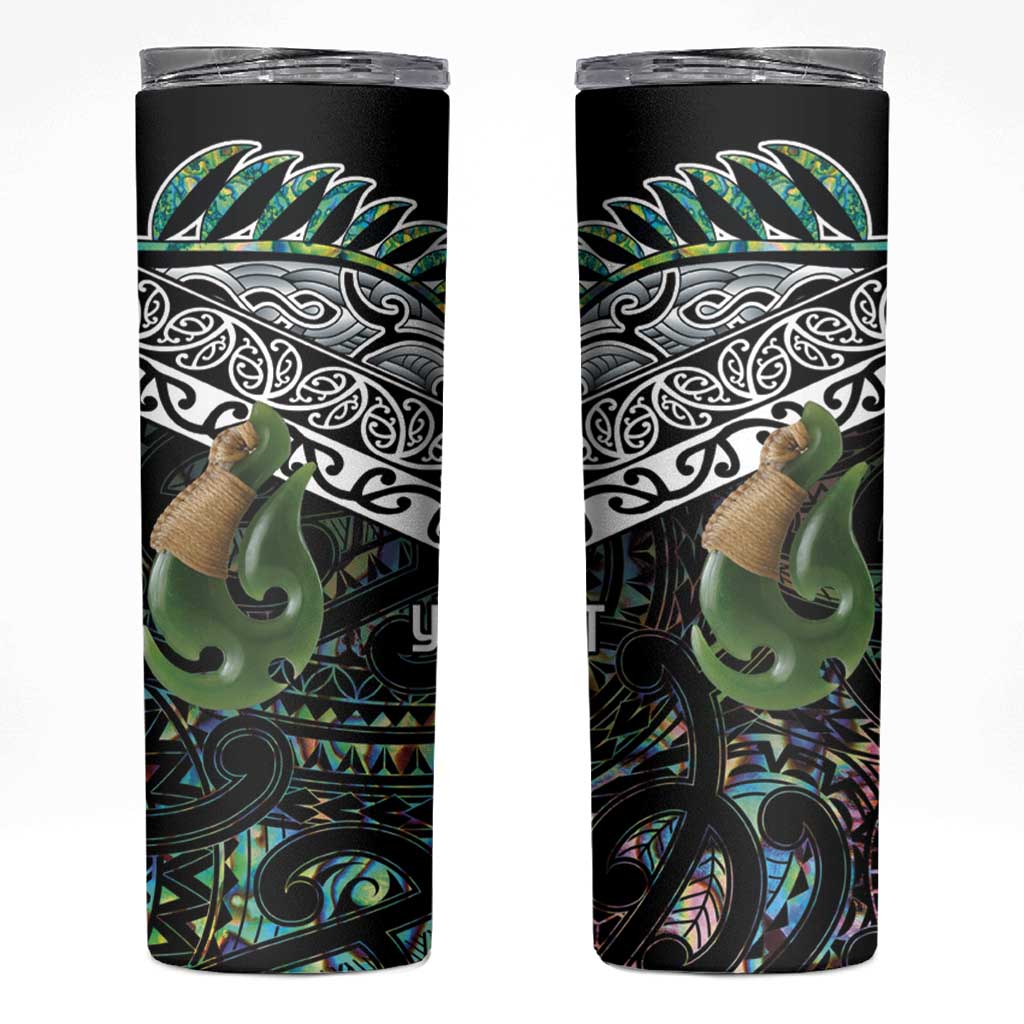 Personalised Maori Manaia Skinny Tumbler New Zealand Tribal Hei Matau Papua Shell LT9 Green - Polynesian Pride