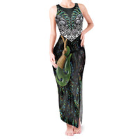 Personalised Maori Manaia Tank Maxi Dress New Zealand Tribal Hei Matau Papua Shell LT9 Women Green - Polynesian Pride