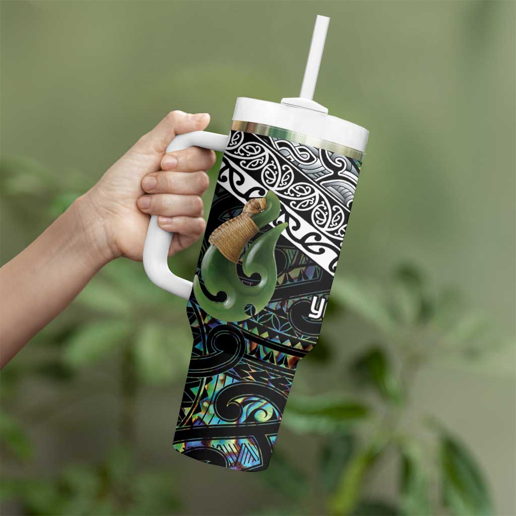 Personalised Maori Manaia Tumbler With Handle New Zealand Tribal Hei Matau Papua Shell LT9 - Polynesian Pride