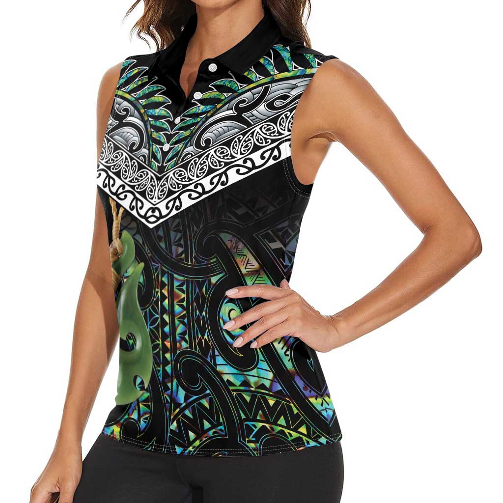 Personalised Maori Manaia Women Sleeveless Polo Shirt New Zealand Tribal Hei Matau Papua Shell LT9 - Polynesian Pride