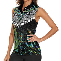 Personalised Maori Manaia Women Sleeveless Polo Shirt New Zealand Tribal Hei Matau Papua Shell LT9 - Polynesian Pride
