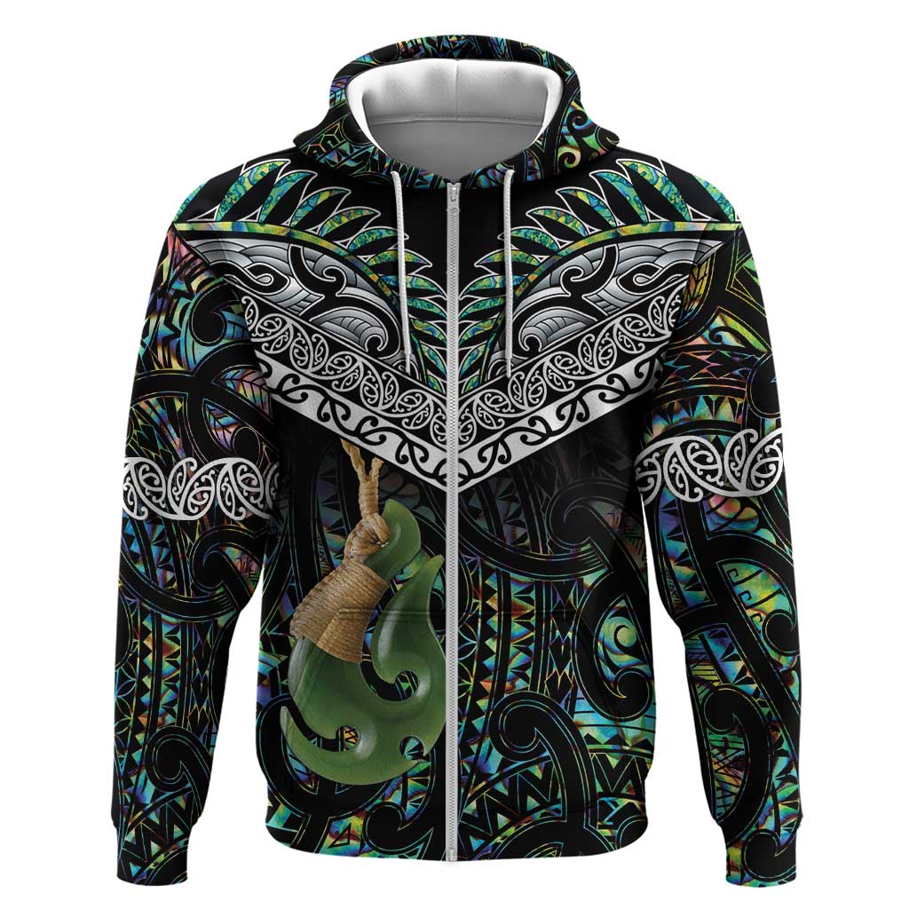 Personalised Maori Manaia Zip Hoodie New Zealand Tribal Hei Matau Papua Shell LT9 Zip Hoodie Green - Polynesian Pride