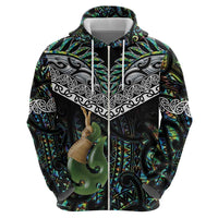 Personalised Maori Manaia Zip Hoodie New Zealand Tribal Hei Matau Papua Shell LT9 - Polynesian Pride
