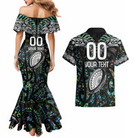 Custom New Zealand Couples Matching Mermaid Dress and Hawaiian Shirt Maori Rugby Tattoo Papua Shell LT9 - Polynesian Pride