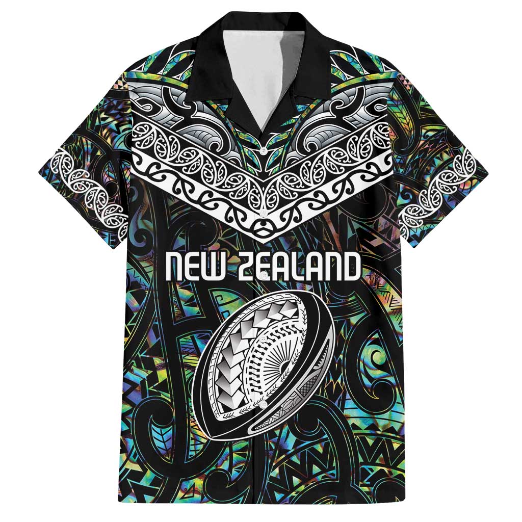 Custom New Zealand Family Matching Off Shoulder Maxi Dress and Hawaiian Shirt Maori Rugby Tattoo Papua Shell LT9 Dad's Shirt - Short Sleeve Green - Polynesian Pride