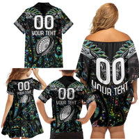 Custom New Zealand Family Matching Off Shoulder Short Dress and Hawaiian Shirt Maori Rugby Tattoo Papua Shell LT9 - Polynesian Pride