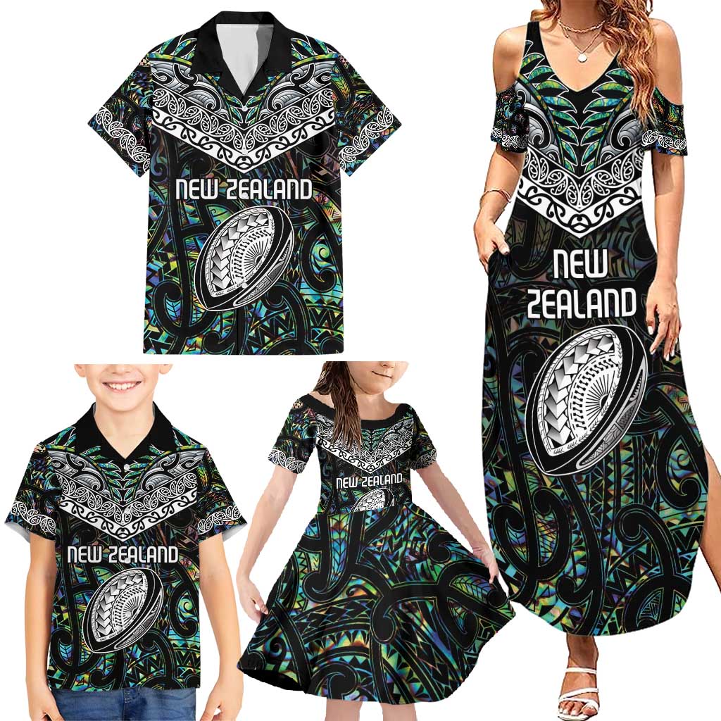 Custom New Zealand Family Matching Summer Maxi Dress and Hawaiian Shirt Maori Rugby Tattoo Papua Shell LT9 - Polynesian Pride