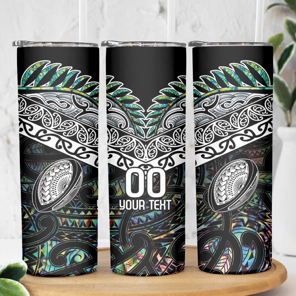 Custom New Zealand Skinny Tumbler Maori Rugby Tattoo Papua Shell LT9 - Polynesian Pride