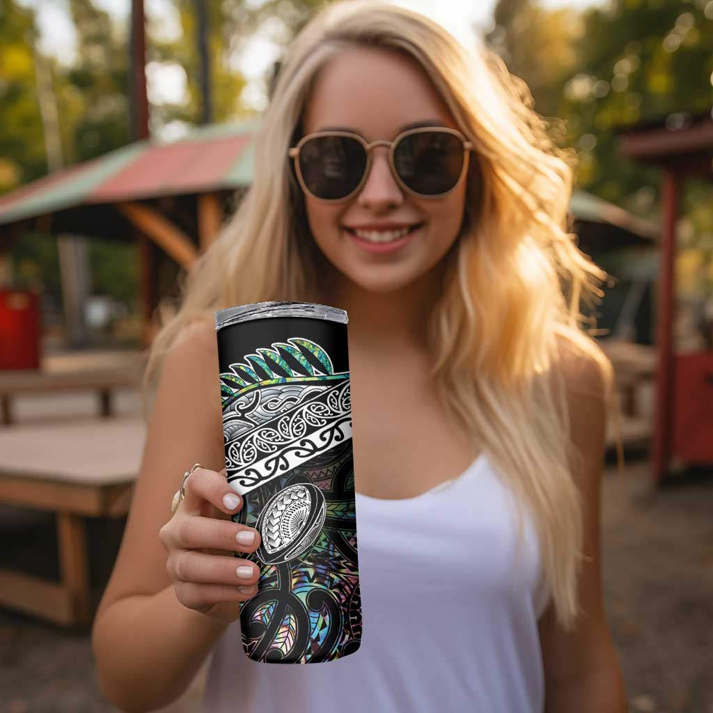 Custom New Zealand Skinny Tumbler Maori Rugby Tattoo Papua Shell LT9 - Polynesian Pride