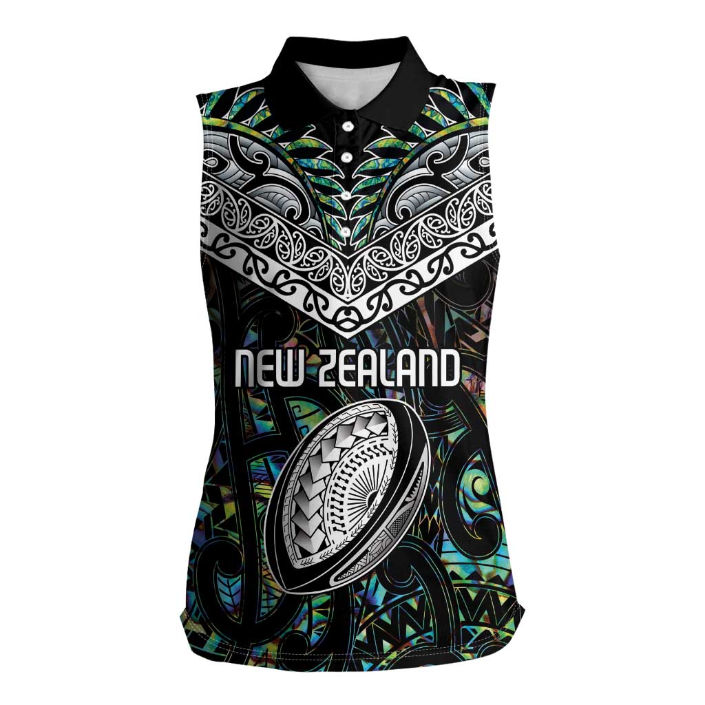 Custom New Zealand Women Sleeveless Polo Shirt Maori Rugby Tattoo Papua Shell LT9 Female Green - Polynesian Pride