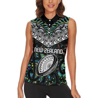 Custom New Zealand Women Sleeveless Polo Shirt Maori Rugby Tattoo Papua Shell LT9 - Polynesian Pride