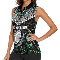 Custom New Zealand Women Sleeveless Polo Shirt Maori Rugby Tattoo Papua Shell LT9 - Polynesian Pride