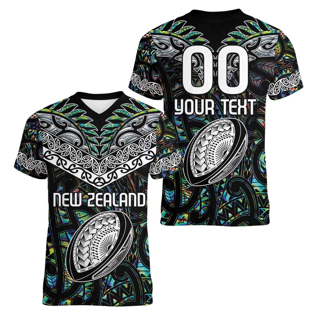 Custom New Zealand Women V-Neck T-Shirt Maori Rugby Tattoo Papua Shell LT9 - Polynesian Pride