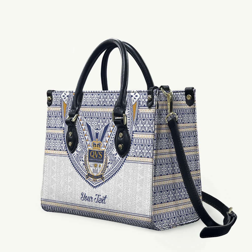 Fiji Queen Victoria School Personalised Leather Bag QVS 120 Years Queen Victoria Alumni Legacy LT9 White - Polynesian Pride