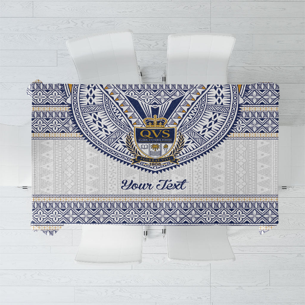 Fiji Queen Victoria School Personalised Tablecloth QVS 120 Years Queen Victoria Alumni Legacy LT9 White - Polynesian Pride