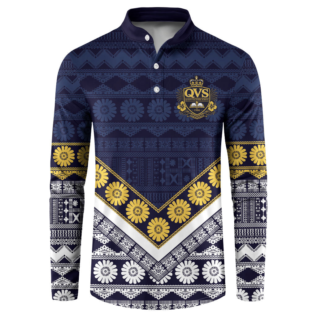 Fiji Queen Victoria School Button Sweatshirt QVS 1906 Generational School Legacy LT9 Blue - Polynesian Pride