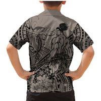 Beauty and The Warrior Polynesian Valentine Family Matching Mermaid Dress and Hawaiian Shirt Hibiscus FLowers Brown Style LT9 - Polynesian Pride