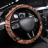 Beauty and The Warrior Polynesian Valentine Steering Wheel Cover Hibiscus FLowers Orange Style LT9 Universal Fit Orange - Polynesian Pride