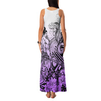 Beauty and The Warrior Polynesian Valentine Family Matching Tank Maxi Dress and Hawaiian Shirt Hibiscus FLowers Purple Style LT9 - Polynesian Pride