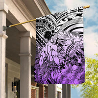 Beauty and The Warrior Polynesian Valentine Garden Flag Hibiscus FLowers Purple Style LT9 House Flag Purple - Polynesian Pride