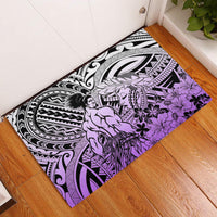 Beauty and The Warrior Polynesian Valentine Rubber Doormat Hibiscus FLowers Purple Style LT9 Purple - Polynesian Pride