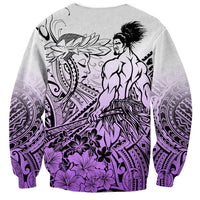 Beauty and The Warrior Polynesian Valentine Sweatshirt Hibiscus FLowers Purple Style LT9 - Polynesian Pride